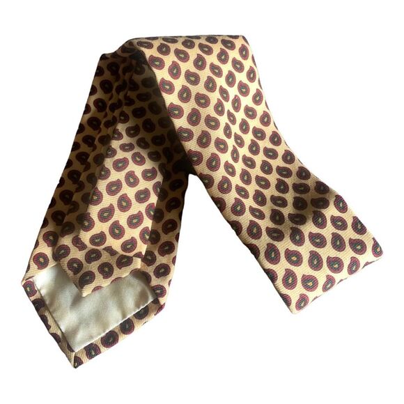 POLO RALPH LAUREN Men's Yellow Print Tie Hand Made in Italy NWT 100% Silk Luxury - Picture 5 of 8